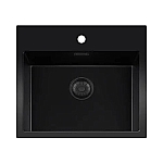 Lorreine Black Quartz Series spoelbak 500x370mm Plug Zwart