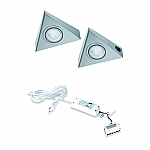 LED 12V Onderbouw set Astra 2 Spots +Schakelaar kleur Rvs LEDSET2ASTS