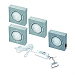 LED 12V Onderbouw set Box 4 Spots +Schakelaarak kleur Rvs LEDSET4BOXS