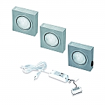 Box Led set van 3 spots met schakelaar onderbouw 12V/20W RVS LEDSET3BOXS