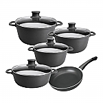 Cusinier Inducta+ 5-Delige Pannenset kleur Zwart/Glas