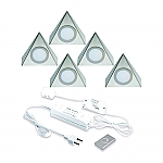 Hera LED 24V / 15W Onderbouw set Delta 5 Spots met Dimmer kleur Rvs LVSET5DELDI