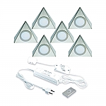Hera Delta LED set van 6 onderbouw spots met dimmer 24V/15W RVS LVSET6DELDI