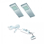 Dotty LED set van 2 onderbouw spots met schakelaar 12V RVS LVSET2DOTSI