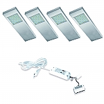 LED 12V Onderbouw set Dotty 4 Spots met Schakelaar kleur Rvs LVSET4DOTSI