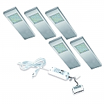 LED 12V Onderbouw set Dotty 5 Spots met Schakelaar kleur Rvs LVSET5DOTSI