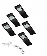 LED 12V Onderbouw set Dotty 5 Spots met Schakelaar kleur Zwart LVSET5DOTSZ