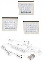 Hera EQ-Wi Led set van 3 spots met dimmer onderbouw 24V/15W RVS look Hera EQ-Wi Led set van 3 spots met dimmer onderbouw 24V/15W RVS look