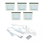 Hera LED 24V / 15W Inbouw set EQ-WI 5 Spots +Dimmer kleur Rvs-Look Hera LED 24V / 15W Inbouw set EQ-WI 5 Spots +Dimmer kleur Rvs-Look