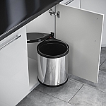 Hailo Mono afvalemmer voor kastbreedte 40cm rvs/zwart 15 liter 