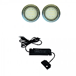 Nova LED set van 2 inbouw spots en trafo 12V/15W RVS-look LVSET2NOVI