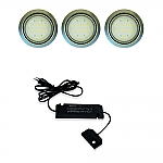 Nova LED set van 3 inbouw spots en trafo 12V/15W RVS-look LVSET3NOVI