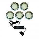 Nova LED set van 5 inbouw spots en trafo 12V/30W RVS-look LVSET5NOVI
