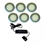 Nova LED set van 6 inbouw spots en trafo 12V/30W RVS-look LVSET6NOVI