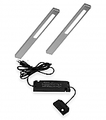 Slim LED set van 2 onderbouw spots aan/uit 12V RVS LVSET2SLIMI