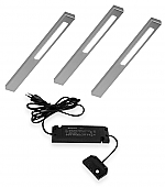 Slim Led set van 3 langwerpige spots onderbouw 12V/15W RVS LVSET3SLIMI