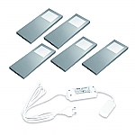 Hera LED 24V Onderbouw set Slim Pad-F 5 Spots kleur Rvs-Look LVSET5SPFI