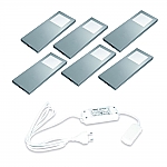 Hera Slim-Pad-F LED set van 6 onderbouw spots met LED trafo 24V RVS-look LVSET6SPFI