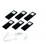Hera Slim-Pad-F LED set van 6 spots met led trafo 24V/30W zwart LVSET6SPFZ
