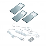Hera Slim-Pad-F LED set van 3 spots met dimmer onderbouw 24V/15W RVS look LVSET3SPFDI