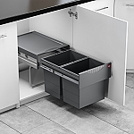 Hailo Tandem RB voluittrek afvalsysteem vanaf kastbreedte 40cm donker grijs 36 liter (2x18)