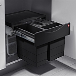 Hailo Tandem S afvalsysteem vanaf kastbreedte 50cm zwart 28 liter (12+8+8, 1x 8L met deksel) Hailo Tandem S afvalsysteem vanaf kastbreedte 50cm zwart 28 liter (12+8+8, 1x 8L met deksel)